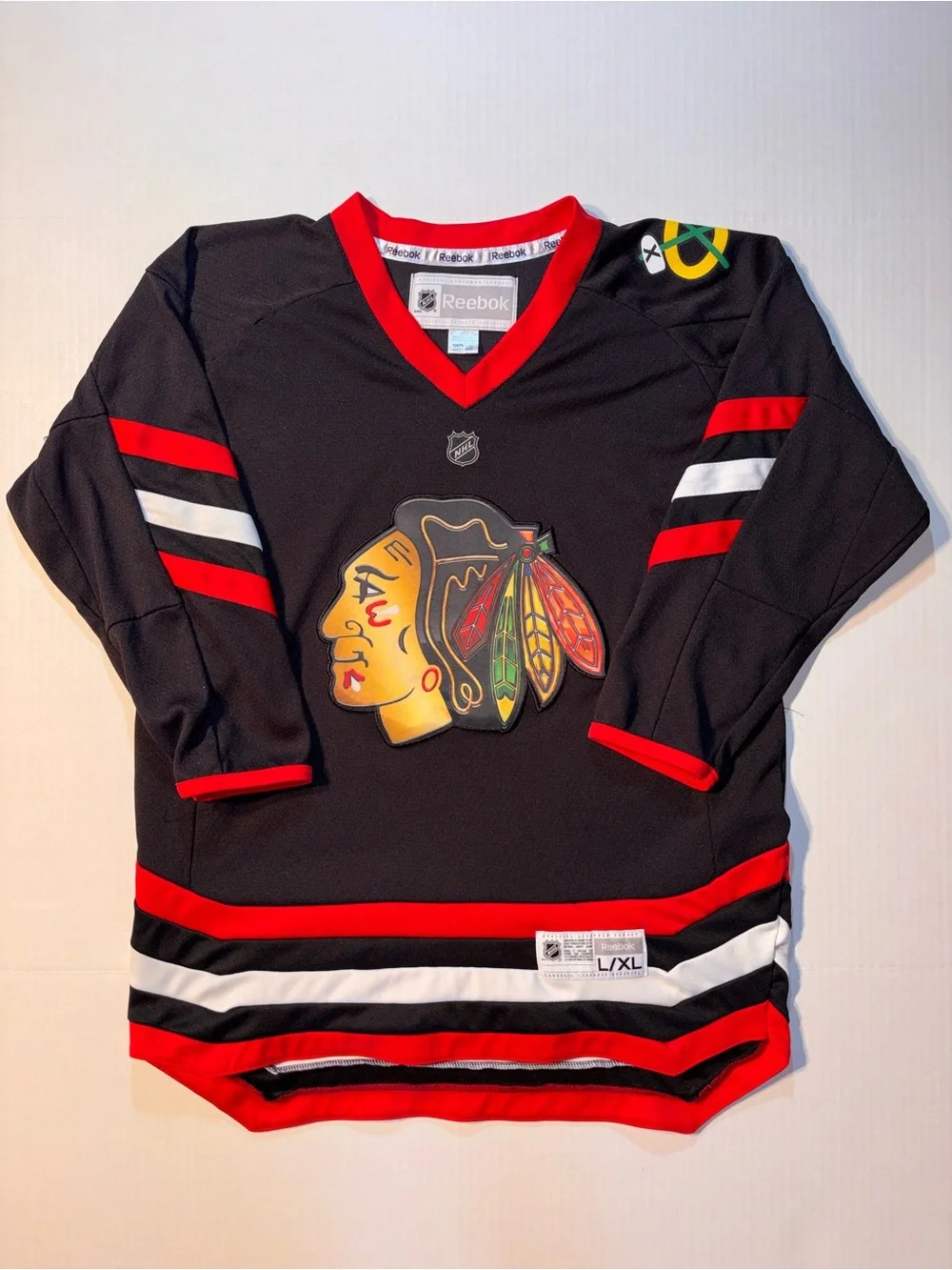 Reebok NHL Chicago Blackhawks Youth L/XL Black Blank Hockey Jersey